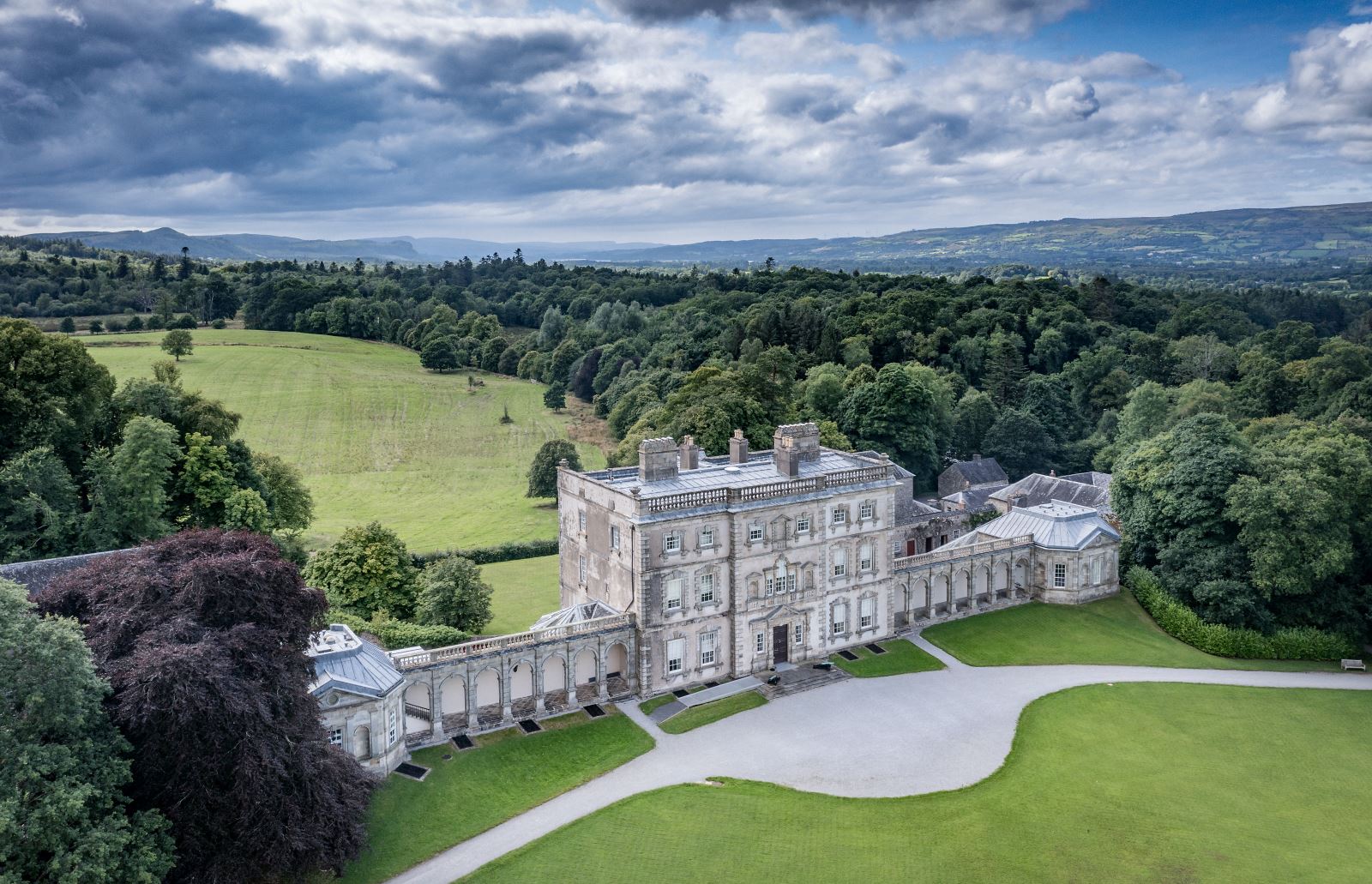 Aerial view of National Trust property Florence Court, Co. Fermanagh